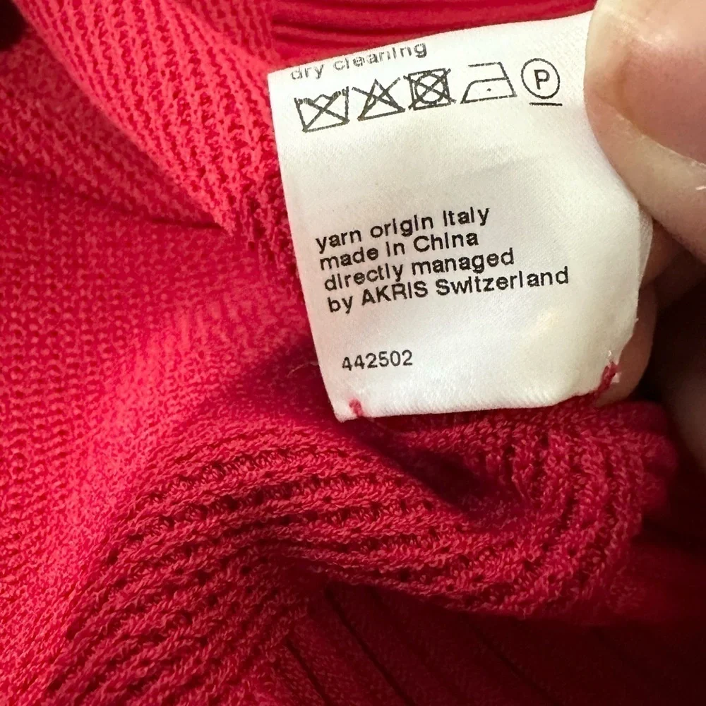 Akris punto skirt size 4 red fitted bodycon mini pleated hem office